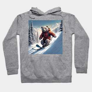 Teddy skiing down a hill in the snow Hoodie